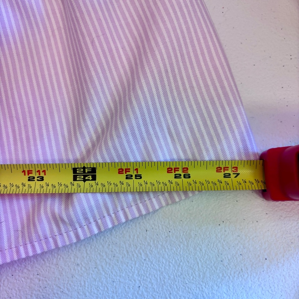 Loft Striped lavender and white Cotton Shirt dress. 3/4 length sleeves. - Picture 9 of 10